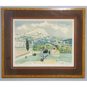 Yves Brayer And The Sainte Victoire Mountain, Provençal Landscape Lithograph