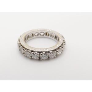 Bague alliance américaine en or blanc et diamants 1.98 carats