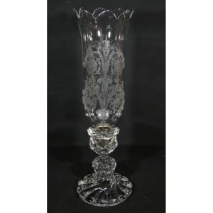 Baccarat Twisted Bamboo, Molded And Engraved Crystal Tealight Holder