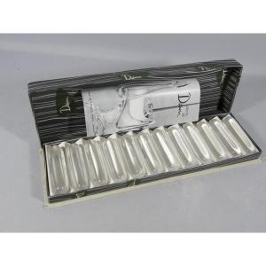 Daum 12 Crystal Knife Rests, Circa 1960