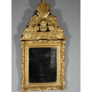 Louis XIV Style Mirror In Carved And Gilded Wood, 18th Century