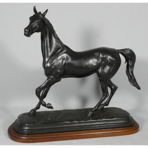 The Horse By Emile Loiseau (1861-1927), Bronze Patinated Metal Art Sculpture