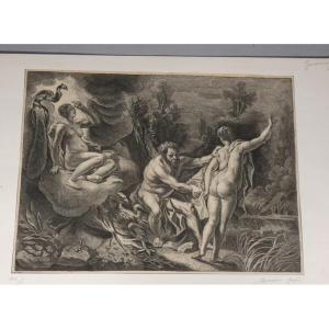  Jacob Jordaens (1593-1678) gravure eau forte, Jupiter, Io et Junon datée 1652