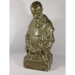 Théo Blickx (1875-1963), Bronze Sculpture, The Monk At Prayer
