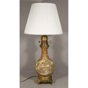Satsuma et Gagneau Paris, lampe en porcelaine japonaise, époque XIX ème siècle