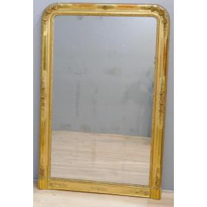 Grand Miroir (169*112 Cm) Aux Roses En Relief, Bois Doré, Louis Philippe, Début XIX ème 