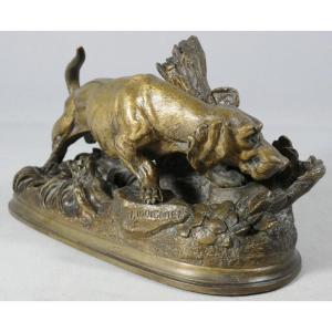 Hunting Dog By Moigniez, Bronze Statuette, 19th Century