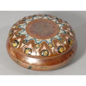 Camille Tharaud Limoges, coffret bonbonnière en porcelaine émaillée grand feu, Art Déco