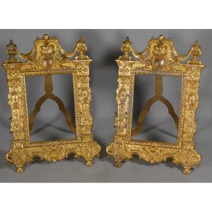 Pair Of Renaissance-style Gilt Metal Picture Frames, Late 19th Century