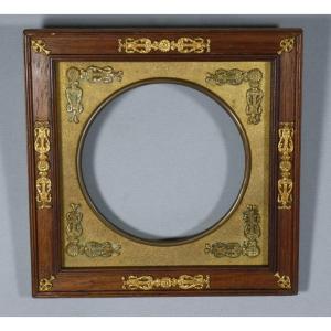 Cadre photo ou à miniature de style Empire en acajou et bronze, époque début XX ème