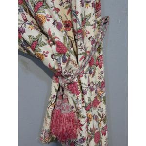Paire de rideaux h 250 cm, motif fleurs indienne, possibilité 2 paires