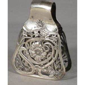 Pince à asperges Art Nouveau Cailard Bayard en métal argenté