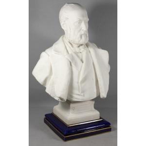 Buste de Sadi Carnot en biscuit de Sèvres signé Cougny et daté 1891, Carnot Sénateur