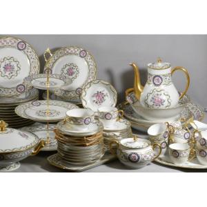 Haviland Louveciennes, Full Dinner Service For 12 People, 125 Pieces, Marie Antoinette Limoges