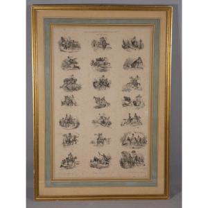 Les plaisirs de l'équitation par Victor Adam, lithographie, XIX ème siècle