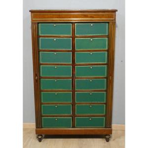 Louis XVI-style Cardboard Box With A Mahogany Body And Marble Top, Late 19th Century