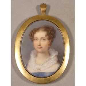 Queen Adelaide Of Saxe-meiningen, Queen Consort Of The United Kingdom, Gouache Miniature Portrait
