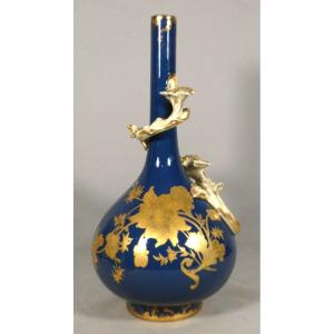 Vase Art nouveau en porcelaine de Limoges, manufacture Jean Pouyat, vers 1900