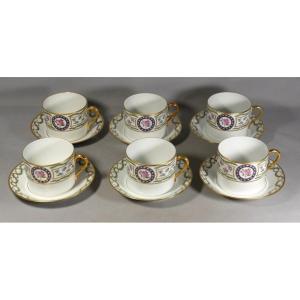 Haviland Louveciennes, Marie Antoinette, 6 Limoges Porcelain Breakfast Cups