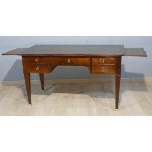 Bureau plat  Directoire en acajou et placage, époque début XIX ème