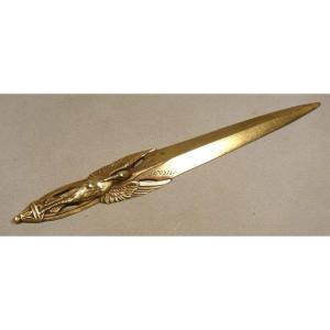 Maurice Frécourt (1890–1961), Bronze Paper Cutter Featuring A Heron, Circa 1920