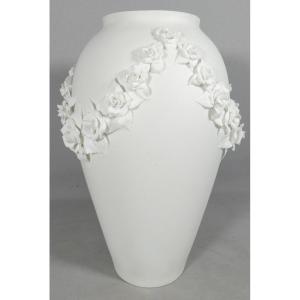 Porcelain Bisque Rose Vase, Impérial Limoges