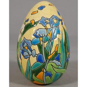 Van Gogh's Irises, Longwy Earthenware Egg, Numbered 208/500