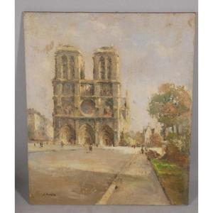 Julian Brosius (1917–2004) Notre-dame De Paris As Seen From The Forecourt