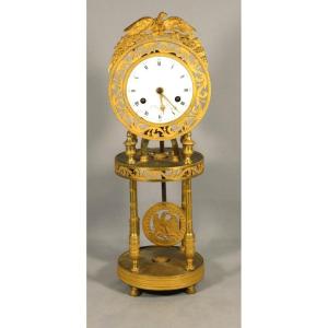 Directoire-style Skeleton Clock In Gilded Bronze With Eagles, Signed "le Roy" In Paris – 18th Century