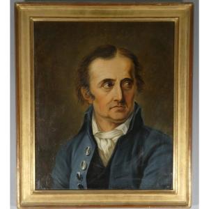 École européenne de la fin du XVIIIe siècle, vers 1800 – Portrait d’homme en habit bleu