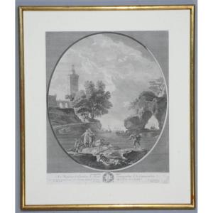 Le Rocher percé – Gravure d'après Joseph Vernet par Marie-Rosalie Bertaud – XVIIIe siècle
