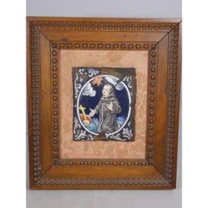 Painted Limoges Enamel Plate Depicting Saint Francis Of Assisi Receiving The Stigmata – 17th Century