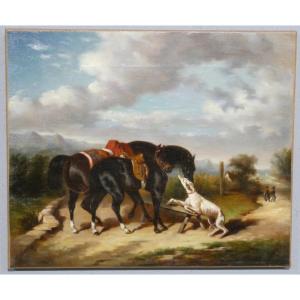Alfred De Dreux's Entourage – Horse Hunting Gathering – 19th Century