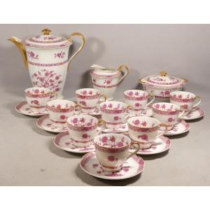 Haviland Limoges "purple Tree Of India," Porcelain Coffee Set For 10 People