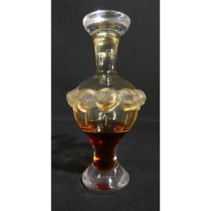 Lalique – Flacon à parfum « Martine » en cristal à décor de roses, avec bouchon d’origine 1980
