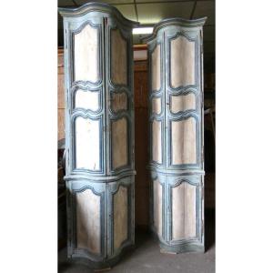 An Exceptional Pair Of Monumental Corner Pieces Made Of Wood Paneling From The Louis XV Period—18th Century 