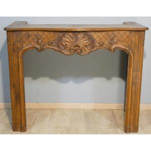 Important Carved Oak Mantelpiece, Regency Style—19th Century