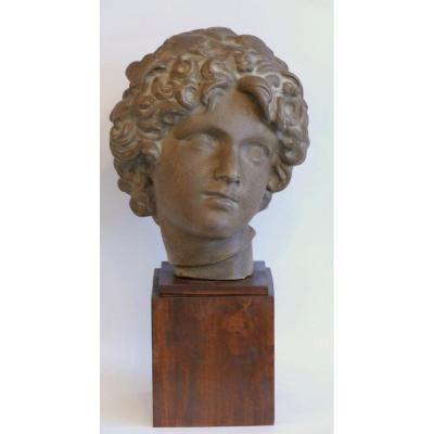 Head Antique Plaster, Man Or Child, Early Twentieth Time