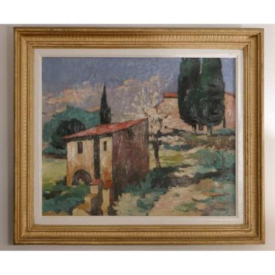 Cabanon In La Garrigue, Provence Landscape, Bright, Twentieth Damani