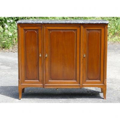 Buffet 3 Doors Height Support Mahogany And Marble, Transition Style, Early Twentieth Time