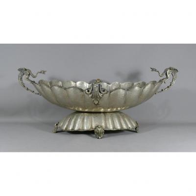 Centerpiece Or Cup With Dragons, Silver Metal Middle Twentieth