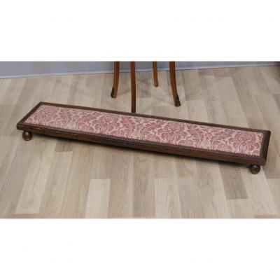 Very Long Footrest In Wood And Fabric, XIXth Time