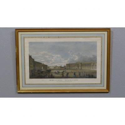 Engraving La Monnaie / Facade Of The Louvre By Richard Philipps Dated 1803