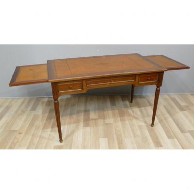 Louis XVI Flat Desk In Mahogany And Veneer, Twentieth Time