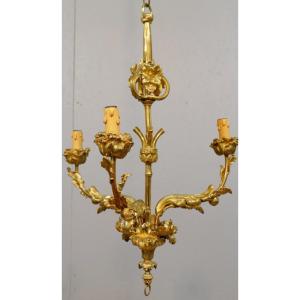 Rose Chandelier In Chiselled Bronze Late XIXth Century, In The Baguès Taste