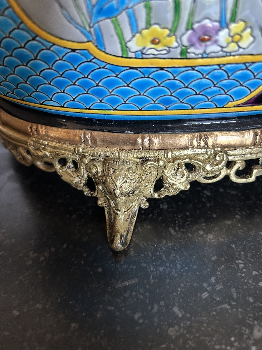 Japanese Decor Planter Manufacture Jules Vieillard Bordeaux-photo-8