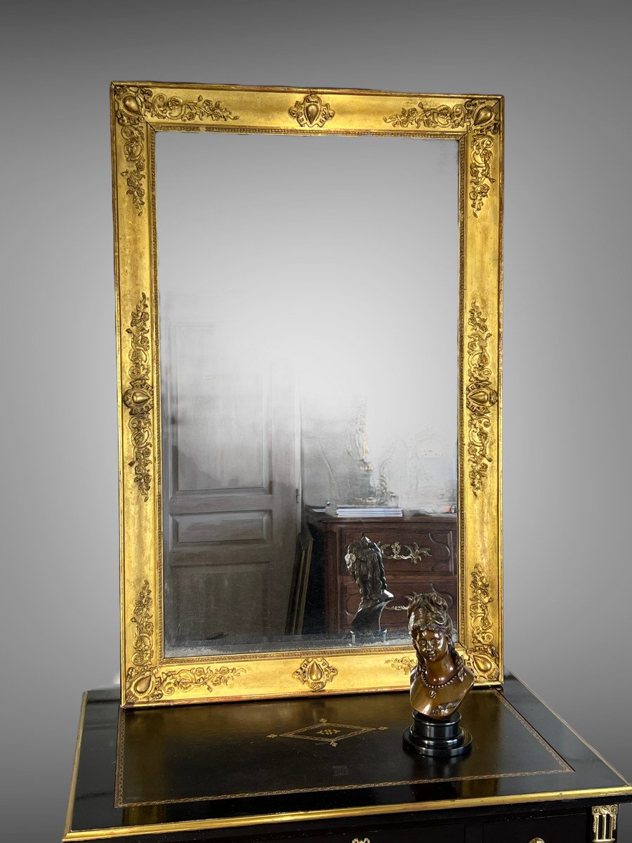 Miroir d' Epoque Empire / Cadre Avec Dorure Et Sa Glace D Origine Au Mercure-photo-4