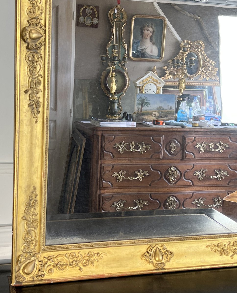 Miroir d' Epoque Empire / Cadre Avec Dorure Et Sa Glace D Origine Au Mercure-photo-3