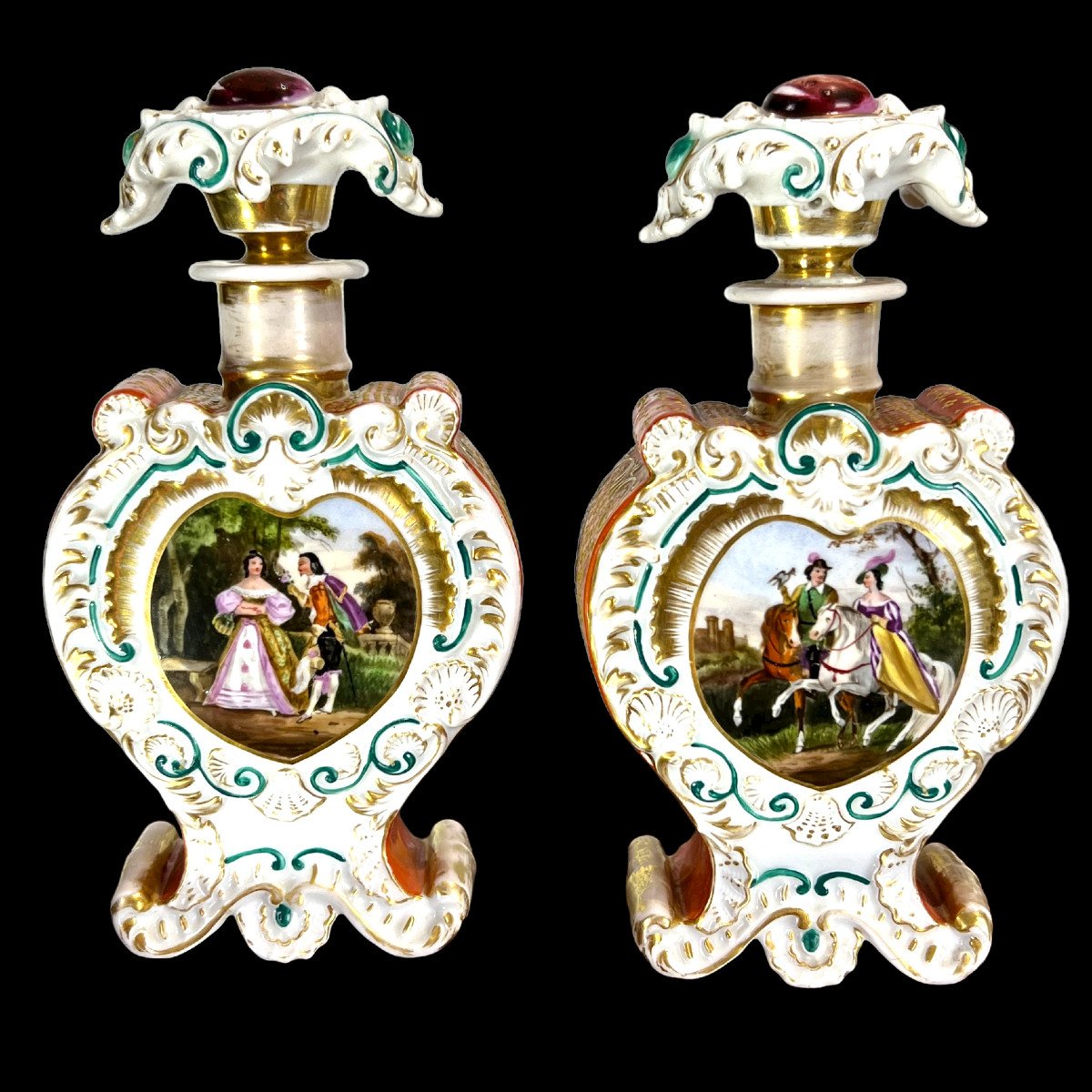 Jacob-petit ( 1796-1868 ) Paire De Pots En Porcelaine Emaillée Polychrome Style Louis XV -photo-3