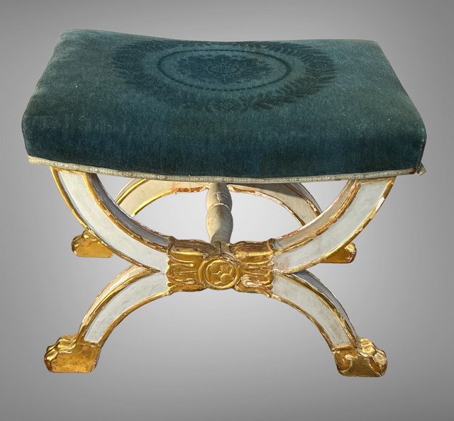 Curule Stool Late 19th Stamped 